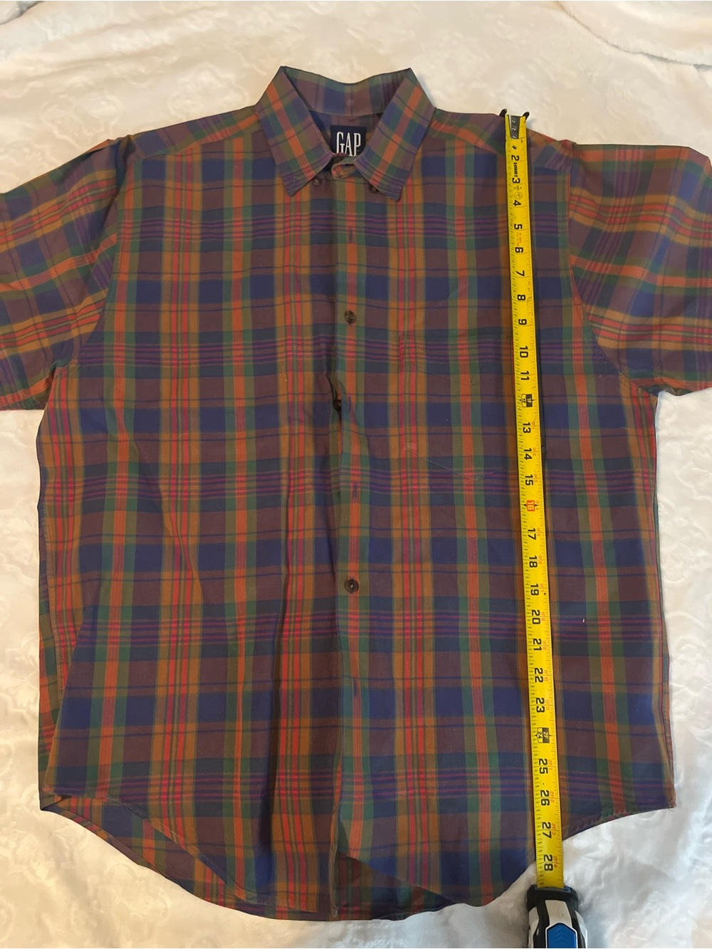 Vintage GAP Men’s Plaid Short-Sleeve Button-Down Shirt - Multicolor